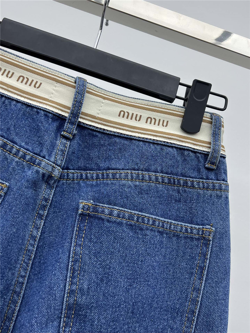 M1um1u letter web denim wide leg pants replicas clothes