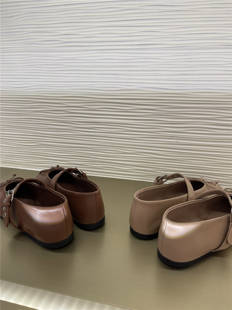 Miu Miu Brown Leather Ballet Flats