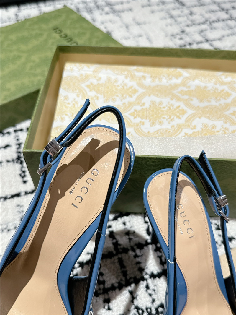 Gvc*1 light blue patent leather slingback pumps