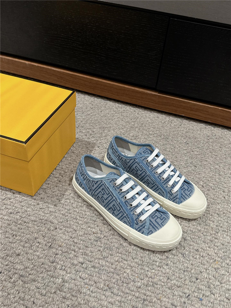 F**di ff light blue canvas sneakers