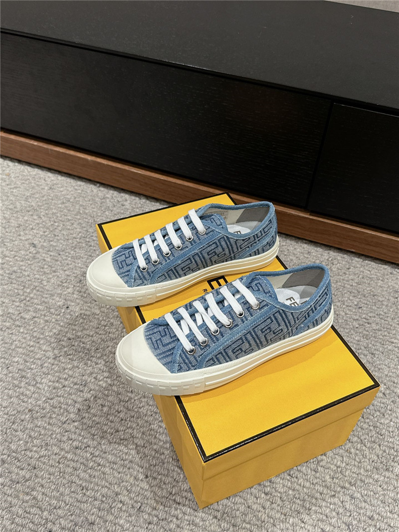 F**di ff light blue canvas sneakers