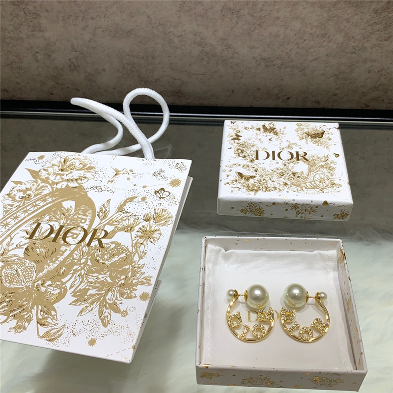 D10r letter pearl earrings