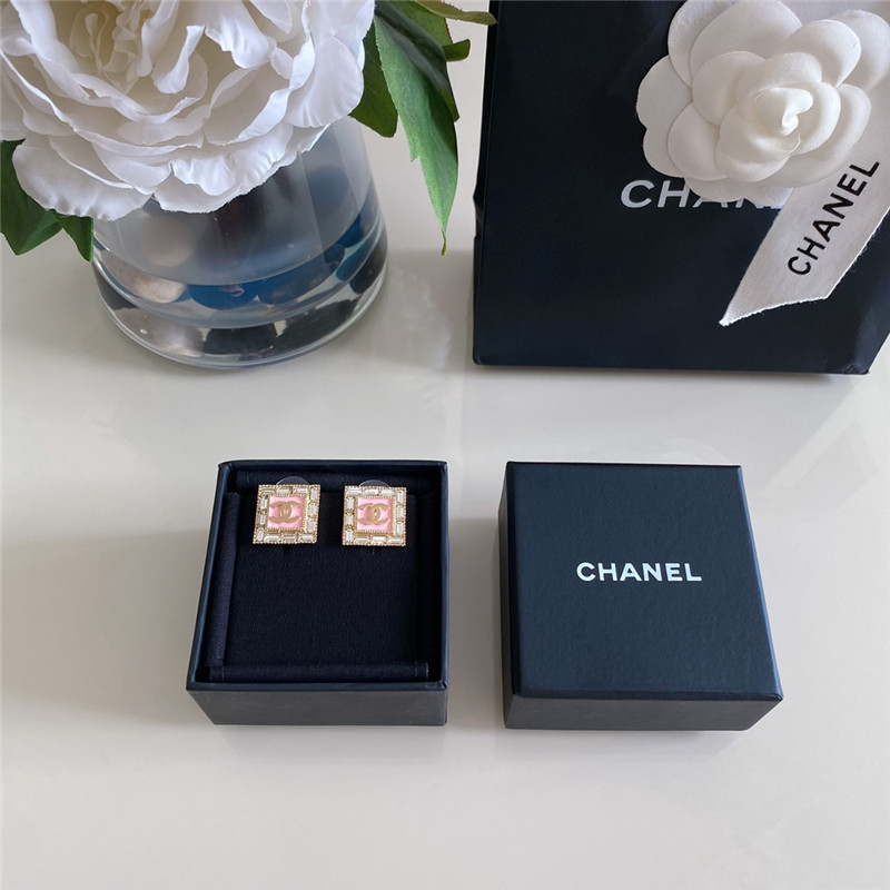 Ch**el pink square earrings