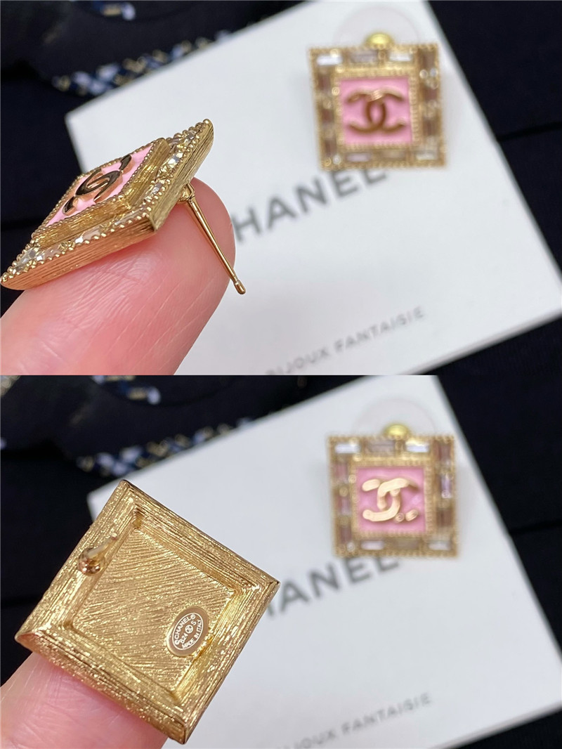 Ch**el pink square earrings