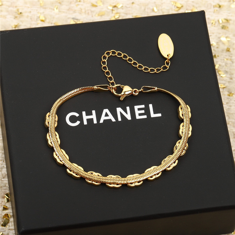 Ch**el gold c snake bone chain bracelet