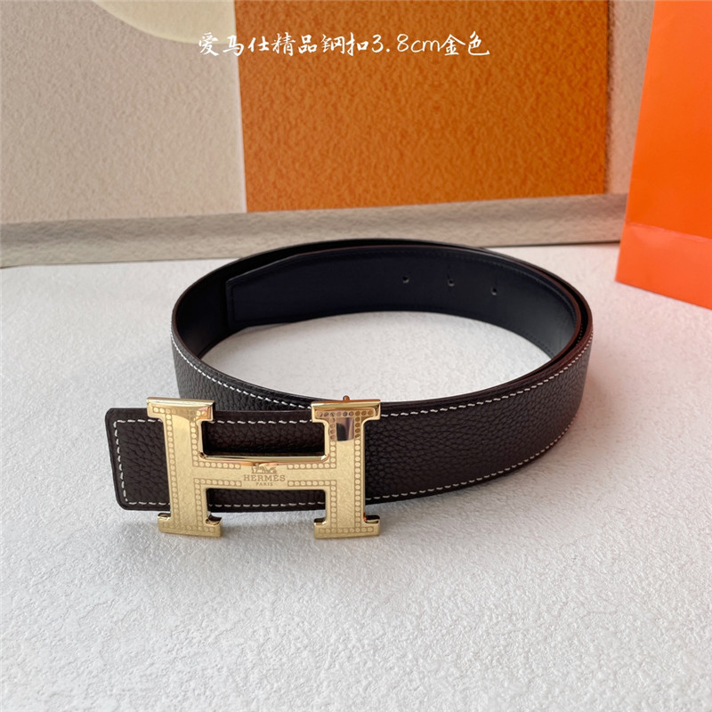 H**me5 pebbled cow leather with plain bottom belt