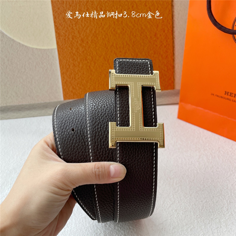 H**me5 pebbled cow leather with plain bottom belt