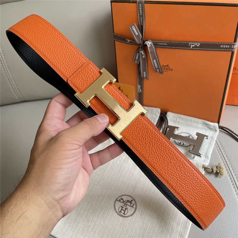 H**me5 pebbled cow leather with plain bottom belt