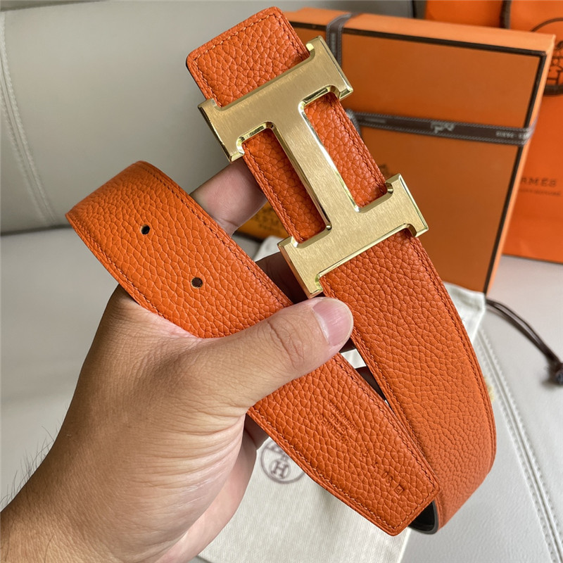 H**me5 pebbled cow leather with plain bottom belt