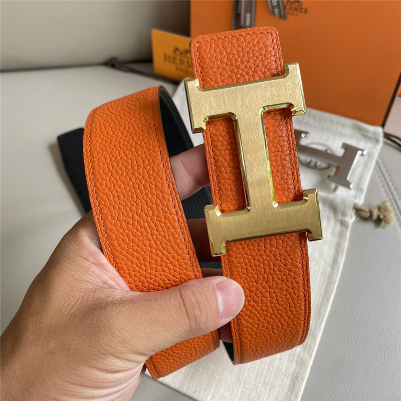 H**me5 pebbled cow leather with plain bottom belt