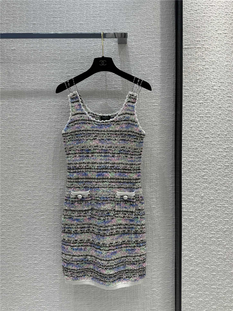 Ch**el colorful striped knitted sundress replica designer clothes