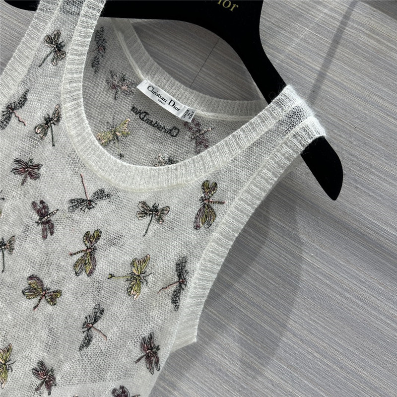 D10r mohair embroidered knitted vest small inner layer