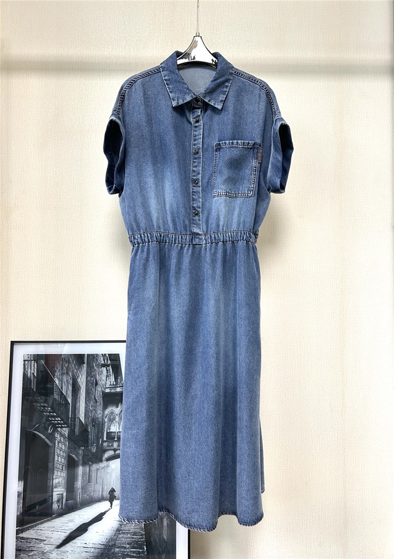 BC soft denim elastic waist short sleeve dress replicas clothes