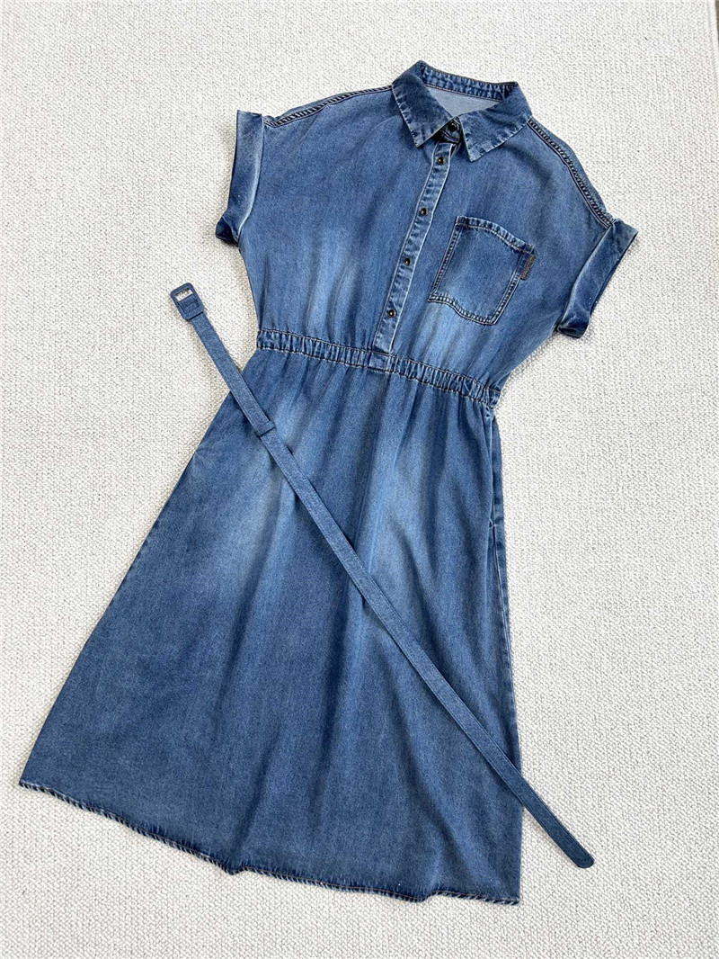BC soft denim elastic waist short sleeve dress replicas clothes