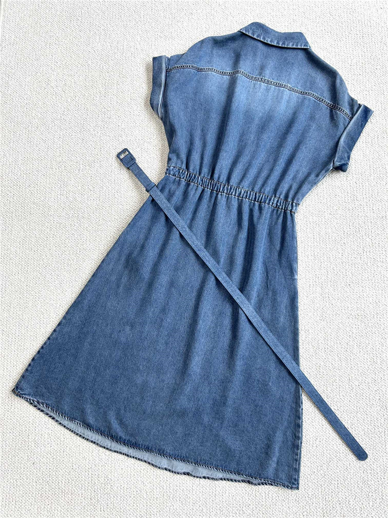 BC soft denim elastic waist short sleeve dress replicas clothes