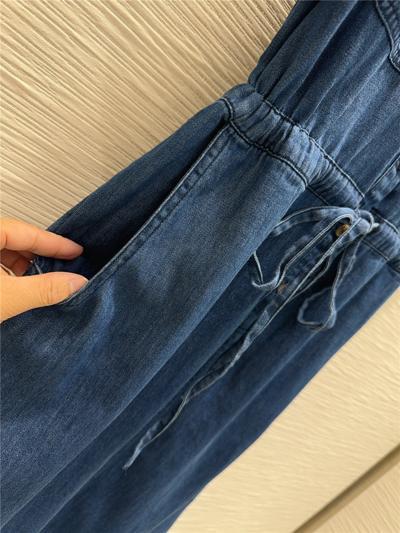 Pra*a mid-century style denim shirt dress replica clothes