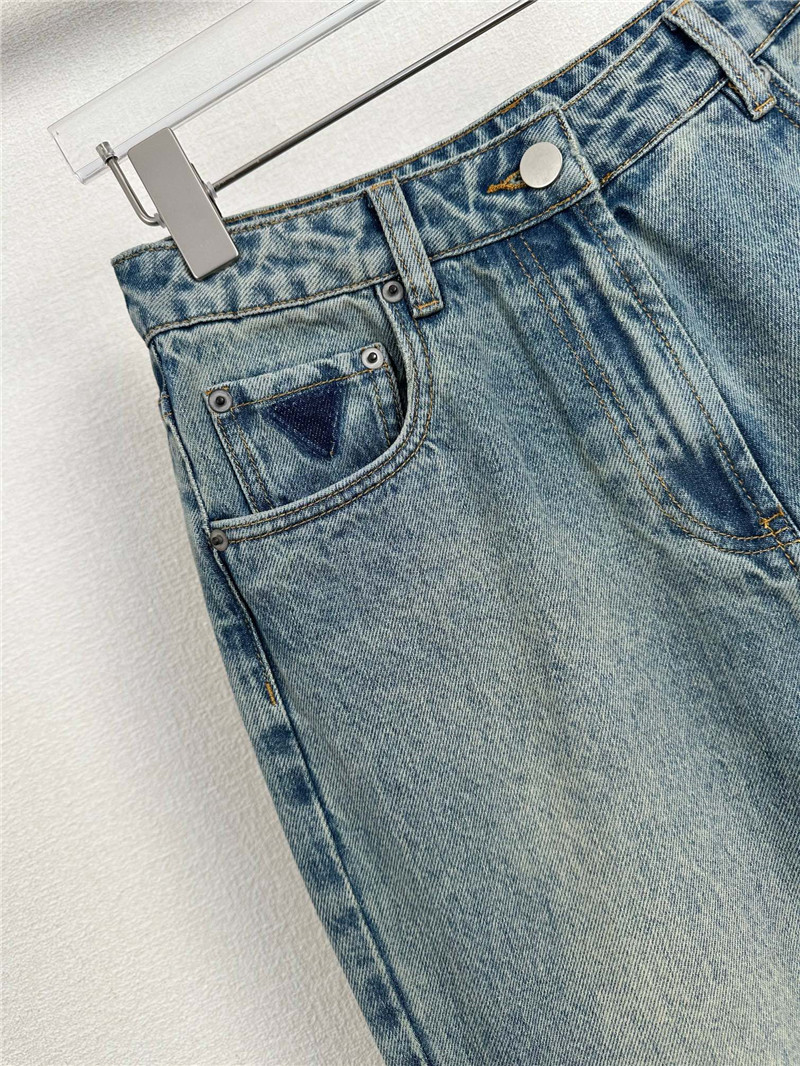 Pra*a triangle washed jeans replicas clothes