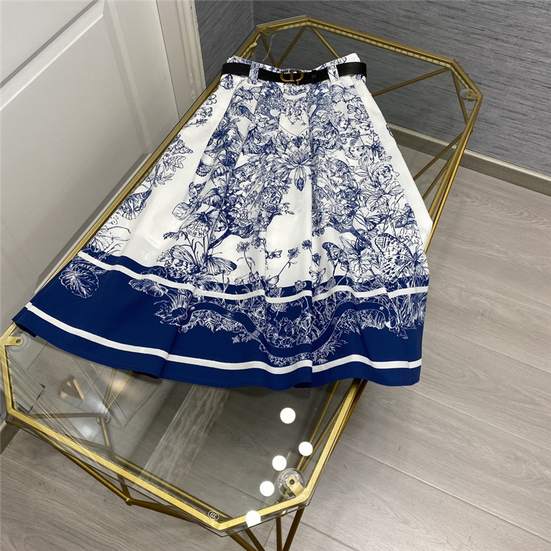D10r printed long hem skirt replica d&g clothing
