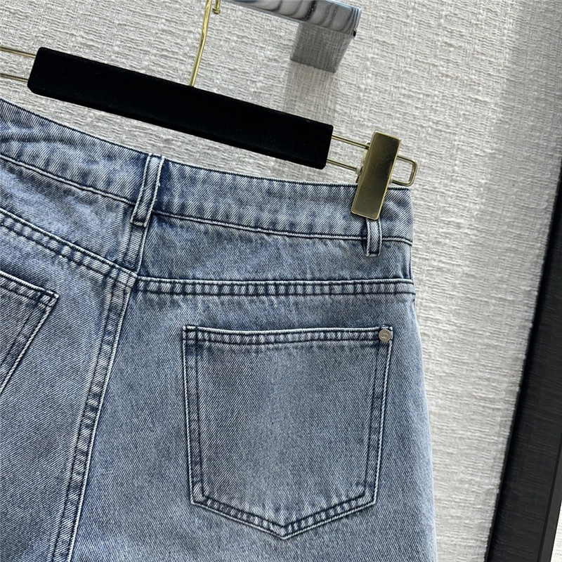 Ch**el hollow embroidered denim shorts replica clothes