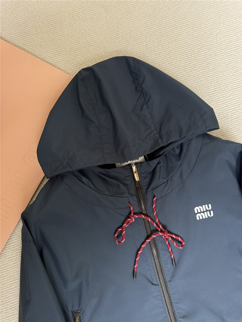 M1um1u nylon jacket + high waist shorts replica clothing