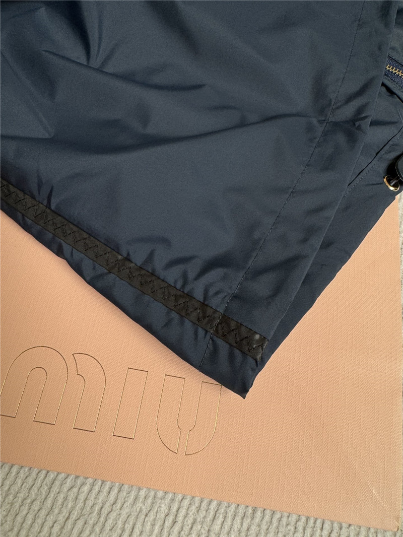 M1um1u nylon jacket + high waist shorts replica clothing