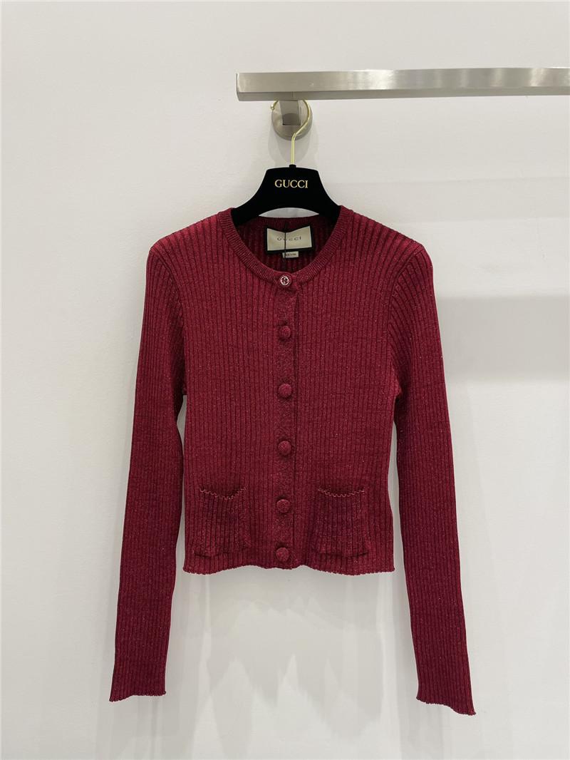 Gvc*1 round neck slim cardigan in red