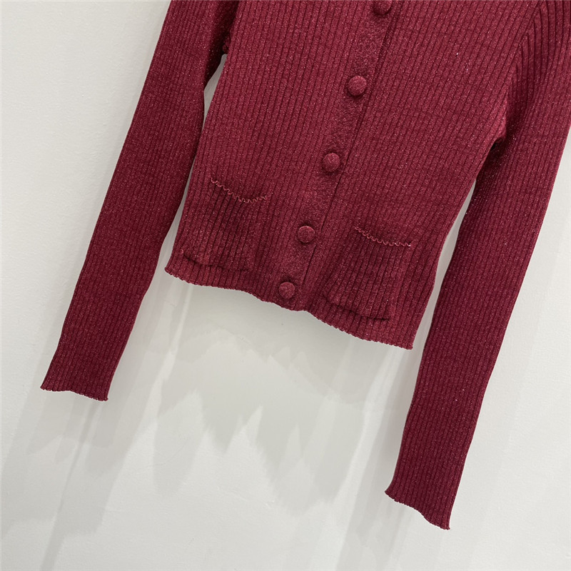 Gvc*1 round neck slim cardigan in red