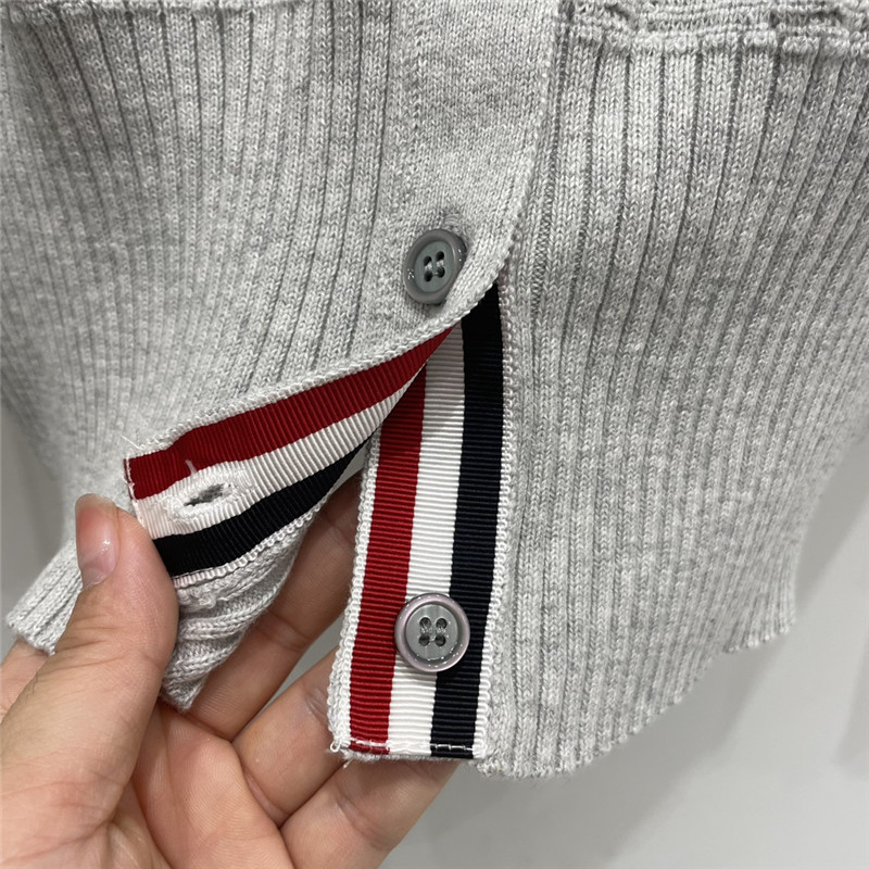 Thom Browne Short Knitted Cardigan in Grey