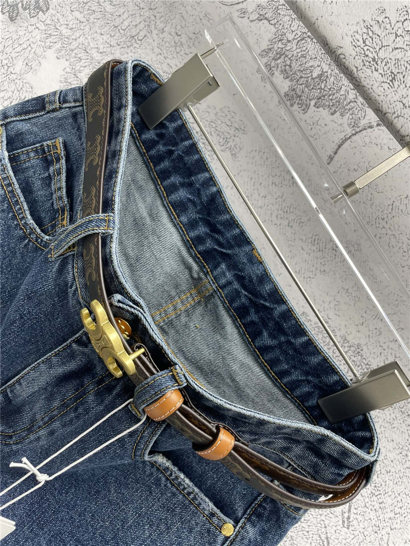 Ce1i*e arc de triomphe belt denim shorts replica clothing