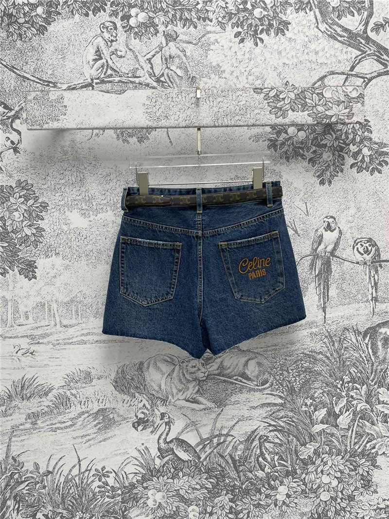 Ce1i*e arc de triomphe belt denim shorts replica clothing