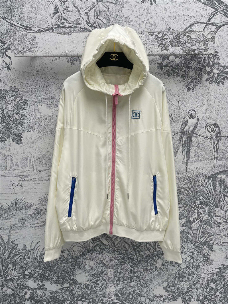 Ch**el letter embroidered hooded jacket replica clothes