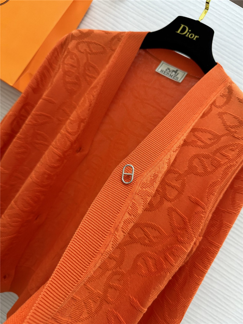 H**me5 v-neck orange monogram jacquard cardigan