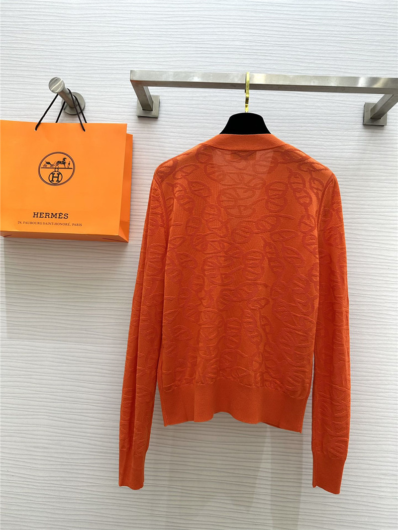 H**me5 v-neck orange monogram jacquard cardigan