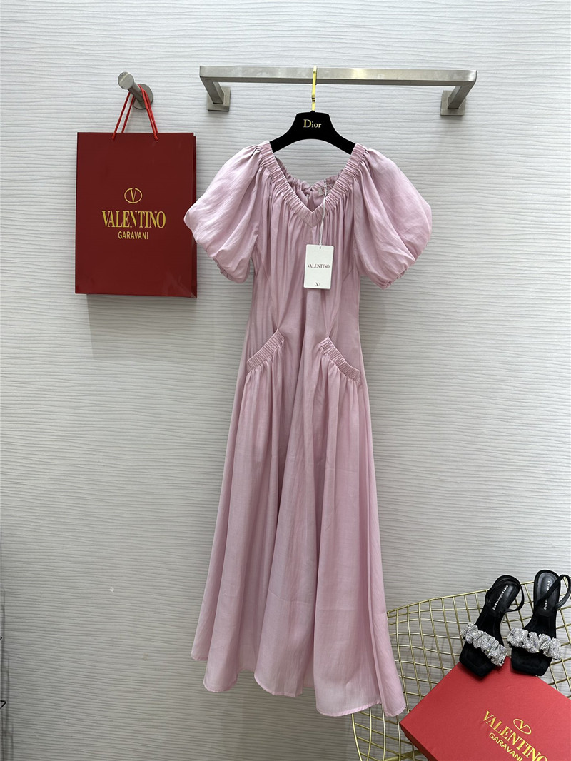Va1e*ntin0 v-neck puff sleeve dress replica d&g clothing