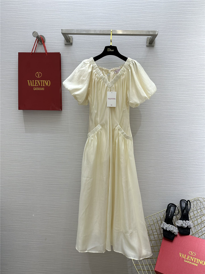 Va1e*ntin0 v-neck puff sleeve dress replica d&g clothing