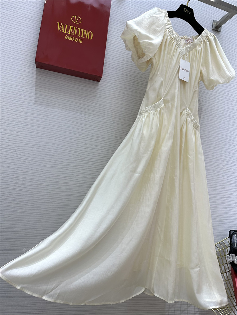 Va1e*ntin0 v-neck puff sleeve dress replica d&g clothing
