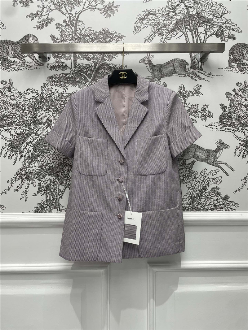 Ch**el pinstripe short-sleeved blazer replica clothes