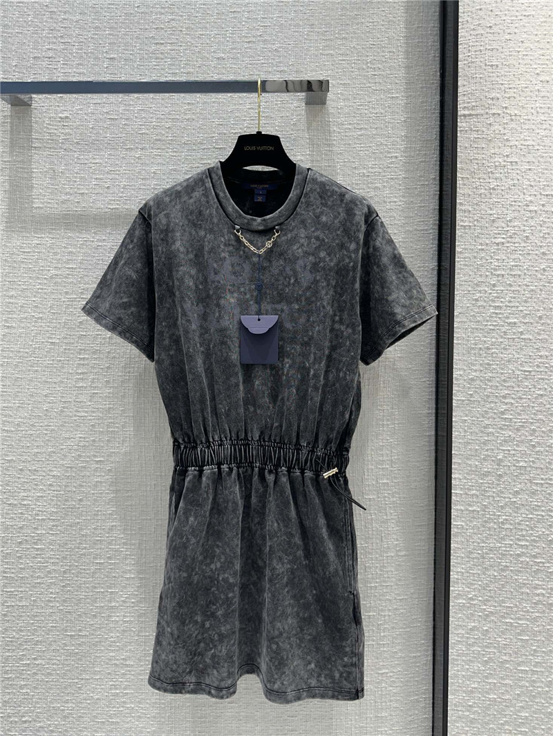 l0vis Vvtt0n lv tie dye gray cotton dress replica clothing