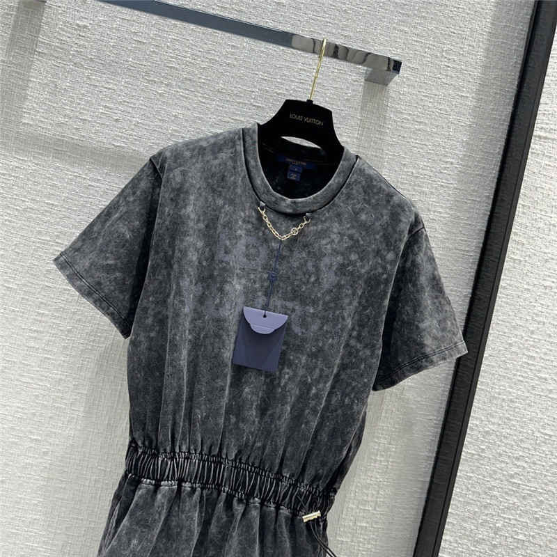 l0vis Vvtt0n lv tie dye gray cotton dress replica clothing