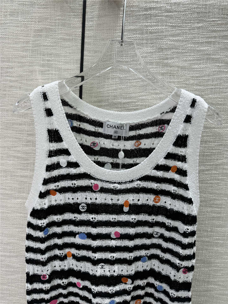 Ch**el black white striped knit tank top
