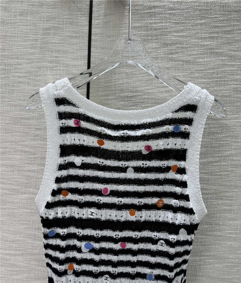 Ch**el black white striped knit tank top
