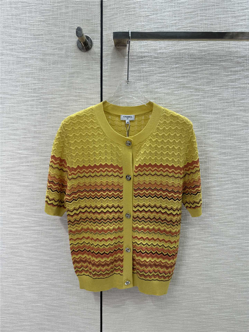 Ch**el wavy knitted short-sleeve cardigan