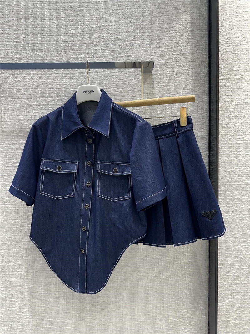 Pra*a original blue tencel denim suit replica d&g clothing