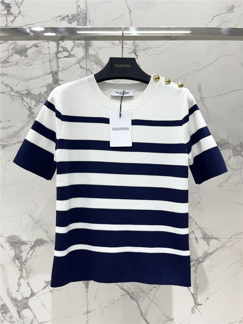 Va1e*ntin0 striped button knit-shirt