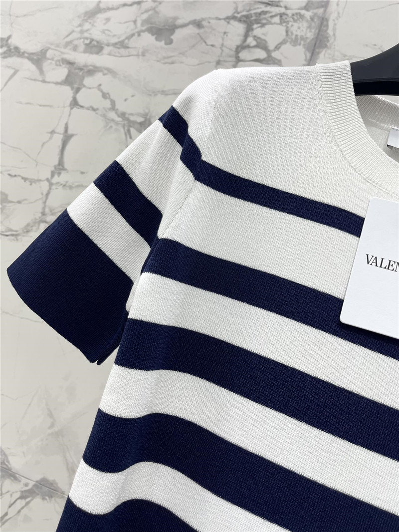 Va1e*ntin0 striped button knit-shirt