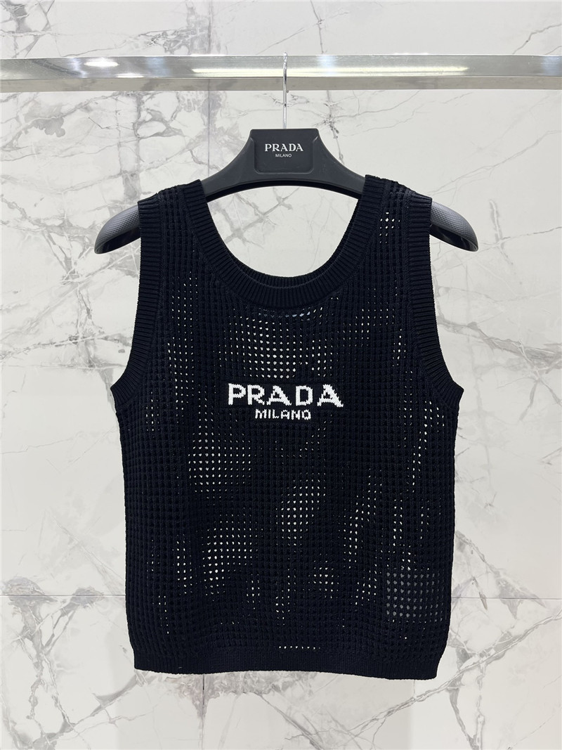 prada hollow knitted vest replica designer clothes