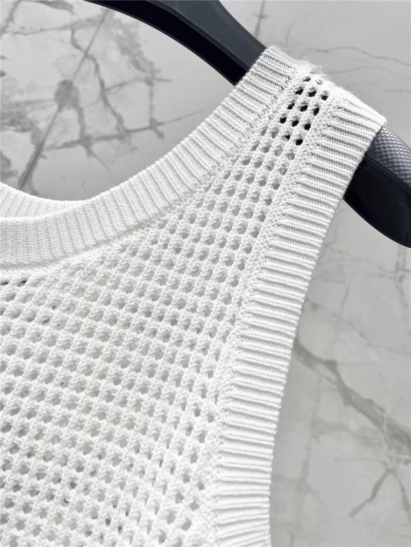 Pra*a hollow knitted vest replica designer clothes