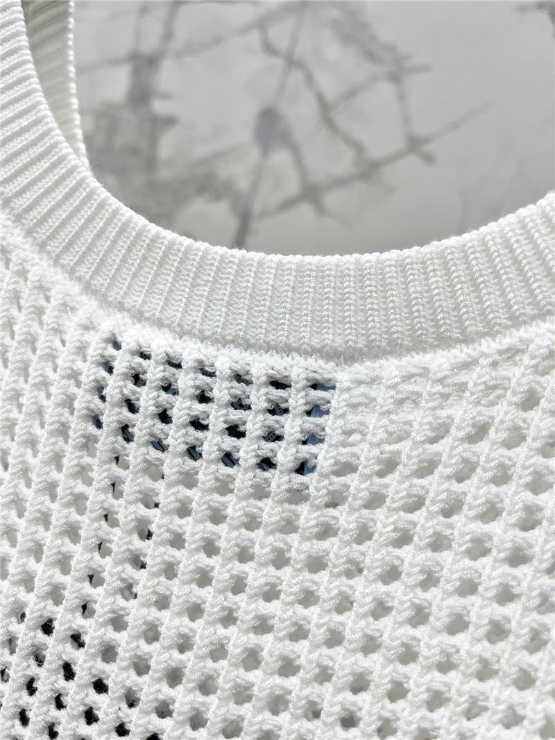 Pra*a hollow knitted vest replica designer clothes