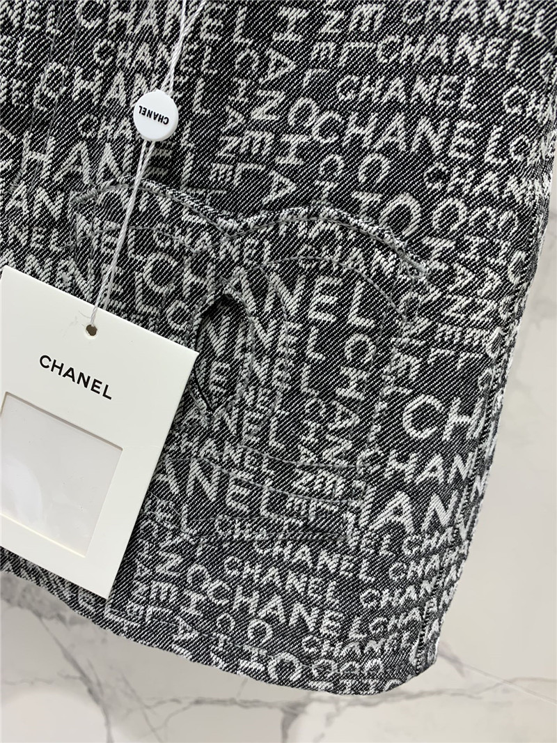 Ch**el full logo jacquard denim shorts replica clothes