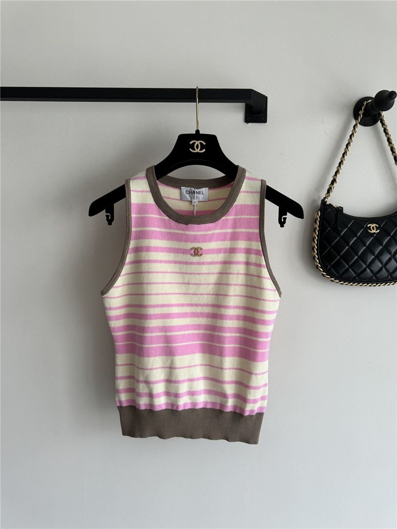 Ch**el pink striped vest replica d&g clothing